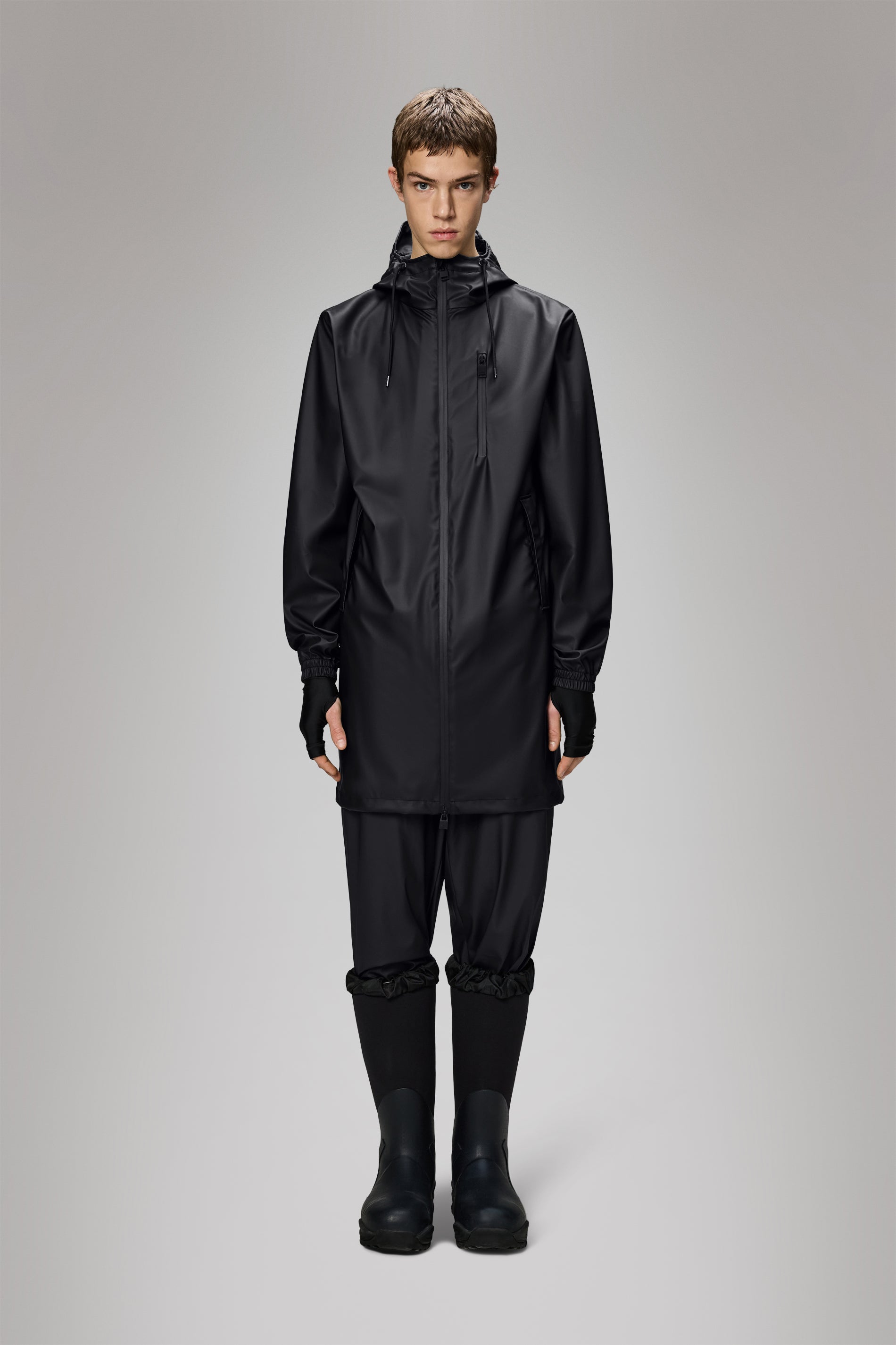 RAINS Long Storm Breaker Black Jacket